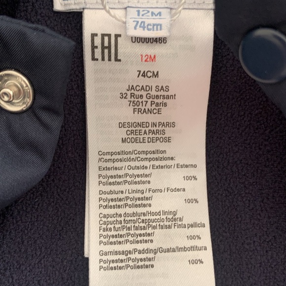 Jacadi Baby Boy Navy Blue One Piece Snowsuit 12M - Picture 13 of 13